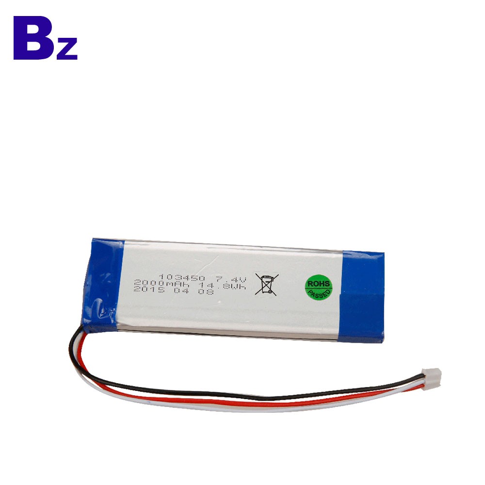 103450 2000mah 7.4V Rechargeable LiPo Battery