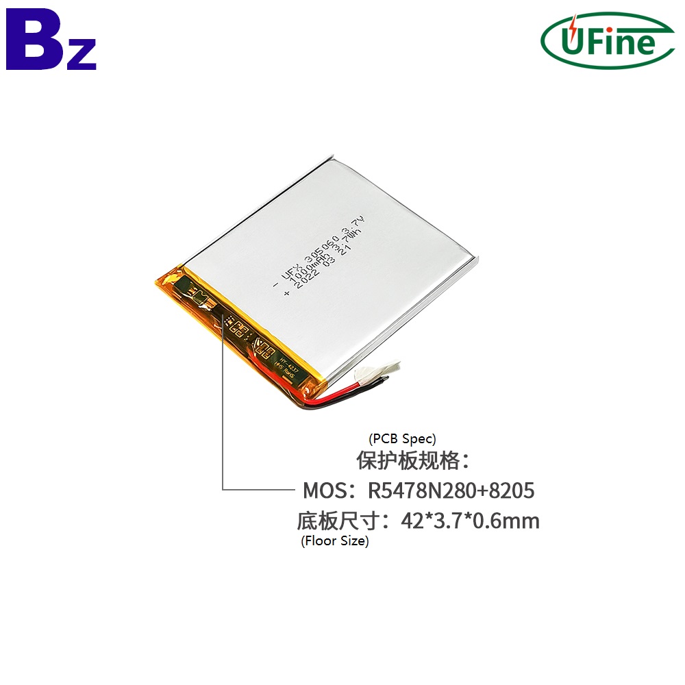 305060_3.7V_1000mAh_Lithium-ion_Polymer_Battery